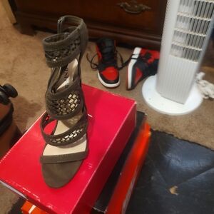 JustFab Olive Strappy High Heel Sandals